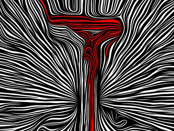 Lines of the Cross series. Abstract cross symbol rendered in traditional woodcut style on the subject of human soul, Christianity, religion, art, poetry and spirituality