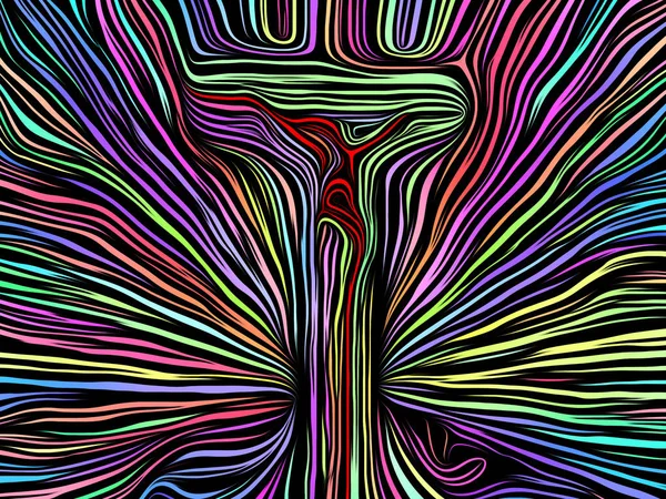 Lines of the Cross series. Abstract cross symbol rendered in traditional woodcut style on the subject of human soul, Christianity, religion, art, poetry and spirituality