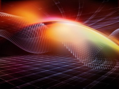 Teknoloji alanı serisi. Dalgalar, Izgaralar ve ışıkları mecazi ilişki teknoloji, bilim ve bilgisayar bilgi dünyası ile kompozisyon