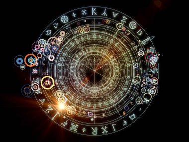 Fraktal öğeleri, kutsal sembolleri ve daireler mistisizm, gizli, Astroloji ve manevi konuda tasarımı. Kutsal daireler serisi.