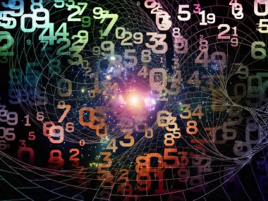 Matematik gerçeklik serisi. Arka plan tasarımı numaraları, ışıklar ve Fraktal desenleri konu, matematik, eğitim ve bilim