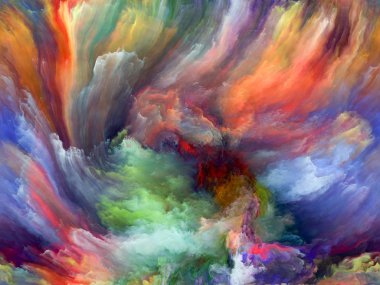 Akışı serisi renk. Görsel kompozisyon için dijital boya akışların hoş müzik, yaratıcılık, hayal gücü, sanat ve tasarım üzerinde çalışır