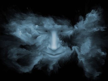 Sis serisi için sorun. insan yüzü fraktal boya ile şekillendirilen 3D illüstrasyon iç dünya, rüyalar, duygular, yaratıcılık, hayal gücü ve insan aklının çalışır