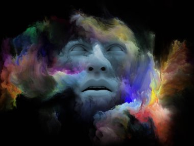 Sis serisi için sorun. 3d render insan yüzü fraktal boya ile morphed ve iç dünya, hayalleri, duygu, hayal gücü ve yaratıcı zihin projelerde kullanım için uygun zemin oluşur