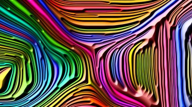 Doğa Serisi eğrileri. Arka plan tasarım çok renkli kabarık bas kabartma desen doğal formlar, Art Nouveau, tasarım ve dekorasyon geometri konu 3d render