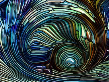 Renkli desen serisi. Kurşunlu cam dizaynından oluşan sanatsal soyutlama Doğa, güzellik ve maneviyat konularındaki Art Nouveau 'yu anımsatıyor.