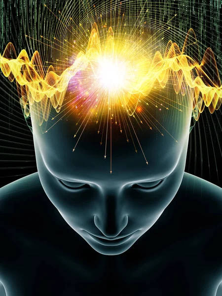 Mind Waves Series Abstract Composition Illustration Human Head Technology Symbols — Stock Photo, Image