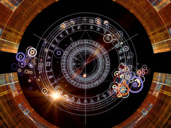 프랙탈 신성한 신비주의 점성술 영혼의 주제에 서클의 디자인 신성한 시리즈 — 스톡 사진