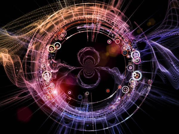Design Fraktal Element Och Cirklar Temat Vetenskap Och Modern Teknik — Stockfoto