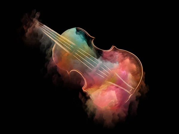 Muziek Droom Serie Samenstelling Van Viool Abstract Kleurrijk Verf Het — Stockfoto