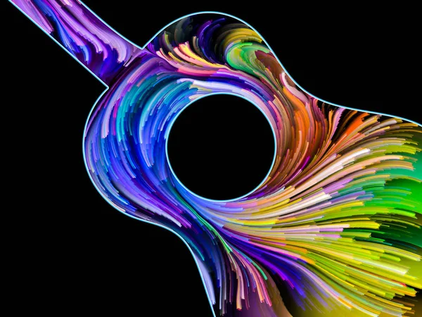 Серия Живописная Музыка Контуры Гитары Разноцветные Полосы Тему Исполнительского Искусства — стоковое фото