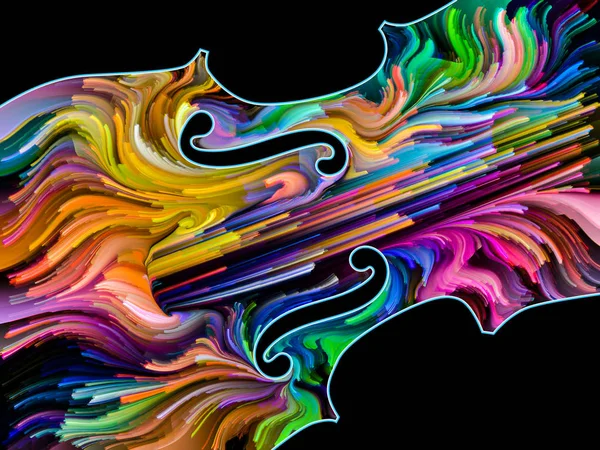 Malovaný Hudební Symboly Série Housle Vícebarevné Pruhy Téma Umění Písně — Stock fotografie