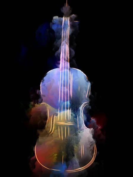 音乐梦系列 表演艺术和创意的小提琴与抽象色彩绘画的背景设计 — 图库照片