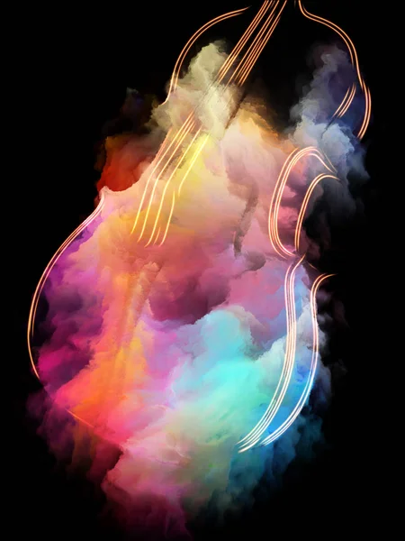 音楽夢シリーズ ヴァイオリンと抽象的なカラフルな塗料の楽器 メロディ サウンド パフォーマンス アートと創造性のプロジェクトに適しての抽象的な配置 — ストック写真