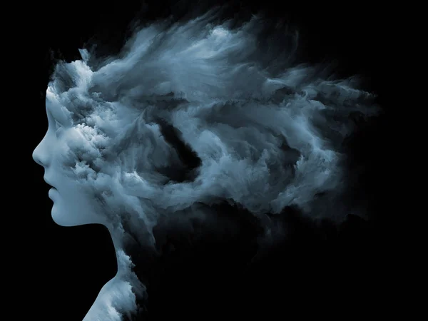 Série Nevoeiro Mental Renderização Feita Cabeça Humana Transformada Com Tinta — Fotografia de Stock