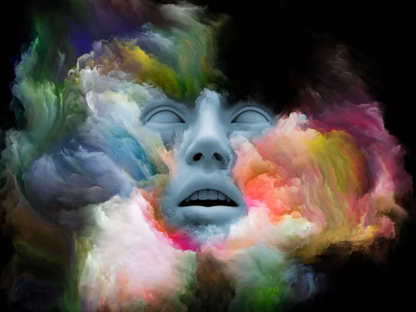 Umysł Mgła Series Renderowania Ludzką Twarzą Przekształcone Farba Fraktal Temat — Zdjęcie stockowe