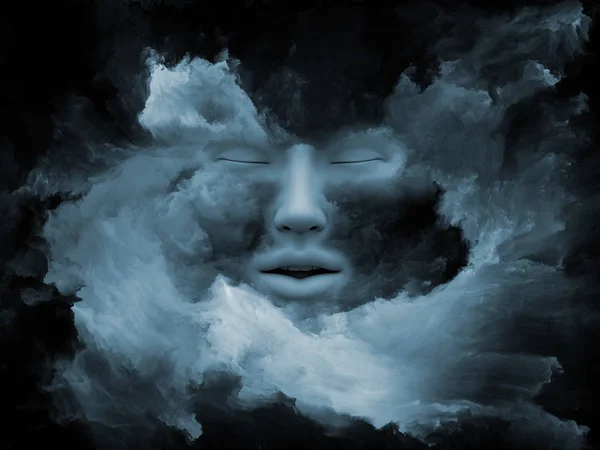 霧シリーズを気に 人間の顔の レンダリング 創造性 想像力と人間の心の内部の世界のプロジェクトの背景として適したフラクタル塗料で変身 — ストック写真