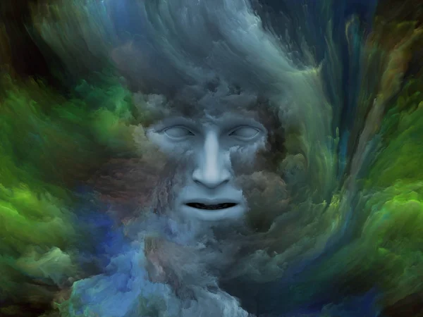 Серия Игр Mind Fog Иллюстрация Человеческой Головы Морфованной Фрактальной Краской — стоковое фото