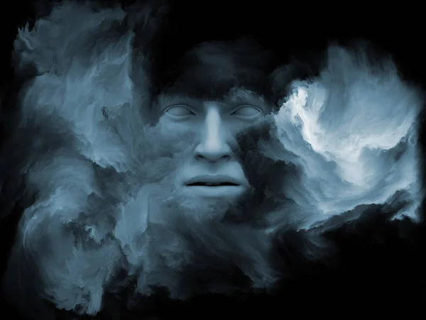 Серія Mind Fog Ілюстрація Людської Голови Забарвлена Фрактальною Фарбою Придатна — стокове фото
