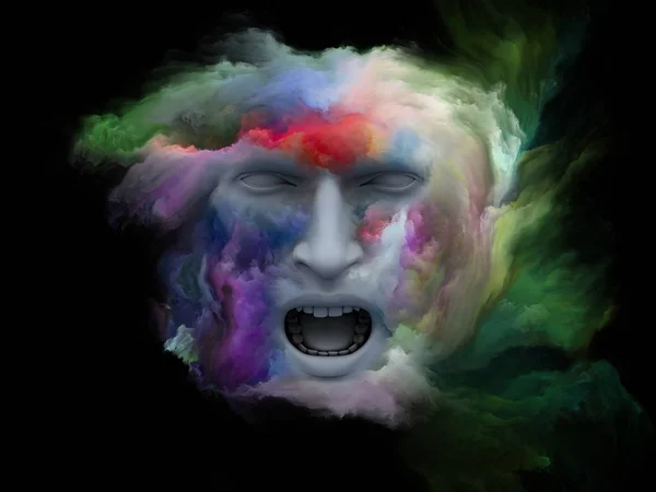 Серія Mind Fog Ілюстрація Зроблена Людської Голови Фрактальною Фарбою Використання — стокове фото