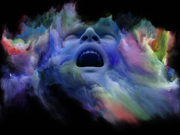 Mind Fog Series Illustrtion Human Face Morphed Fractal Paint Metaphorical — Stock Photo, Image