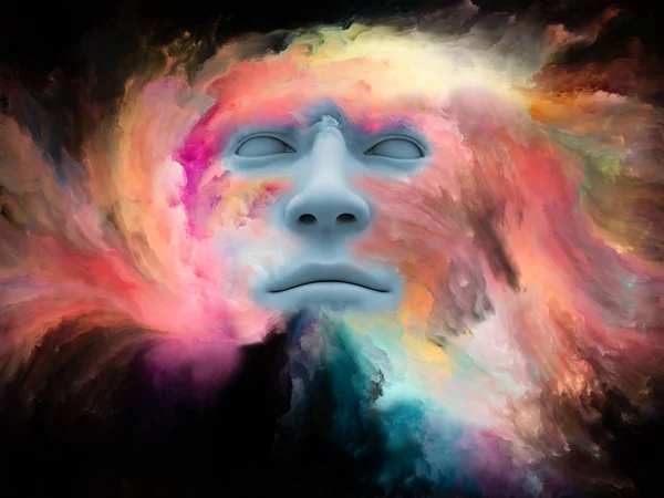 Série Mind Fog Illustration Composée Visage Humain Façonné Avec Peinture — Photo