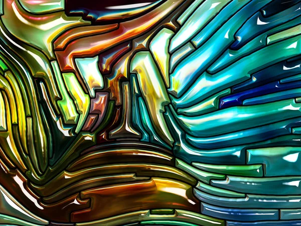 Color Pattern Series Backdrop Leaded Glass Design Reminiscent Art Nouveau — Stock Photo, Image