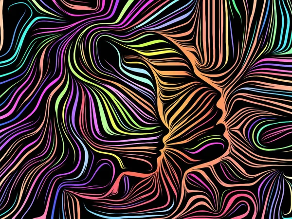 Inner Geometry Series Background Design Human Face Rendered Traditional Woodcut — Stock Photo, Image