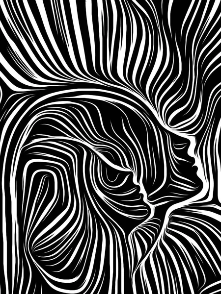 Внутрішній Серії Геометрії Тлі Дизайн Людське Обличчя Надані Традиційному Woodcut — стокове фото
