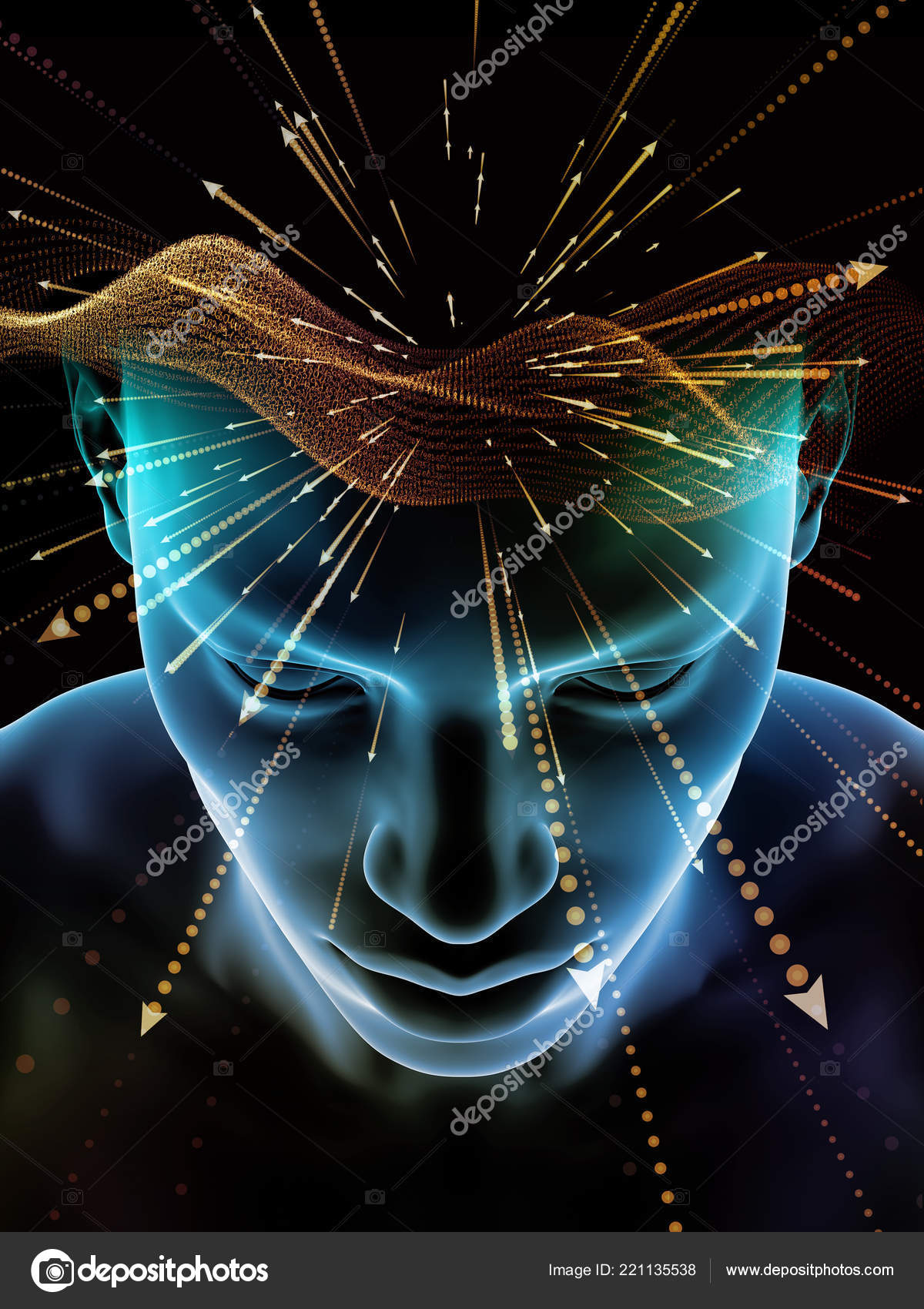 Elements Mind Series Illustration Human Head Symbols Technology Subject Science Stock Photo C Agsandrew 221135538