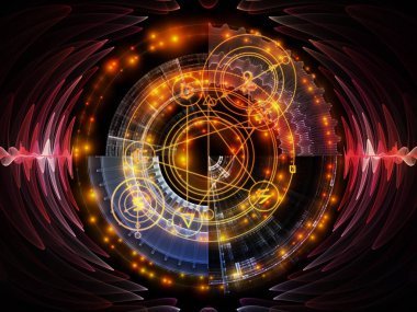 Astral Glow serisi. Kutsal geometri çizgilerinden, astroloji sembollerinden ve maneviyat, sihir ve mistisizm konularındaki ışıklardan oluşan soyut tasarım.