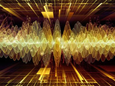 Dalga fonksiyonu serisi. Arka plan tasarımı renkli sinüs titreşimlerin, ses ekolayzer, konu üzerinde öğeleri ışık ve fraktal müzik spektrum ve kuantum olasılık