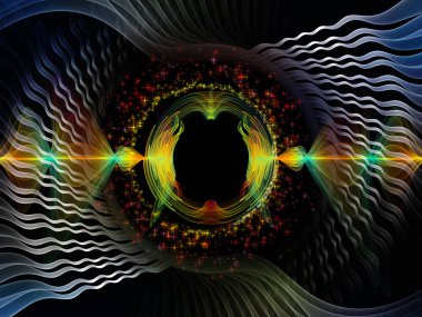 Dalga fonksiyonu serisi. Soyut kompozisyon renkli sinüs titreşimlerin, ışık ve fraktal öğeleri projelerinde uygun ses ekolayzer için ilgili müzik spektrum ve kuantum olasılık