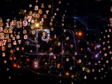 Numara dünya serisi. Basamak ve fraktal öğeleri bilim, eğitim ve modern teknoloji konusunda sanatsal soyutlama oluşan