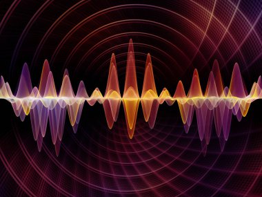 Dalga fonksiyonu serisi. Renkli sinüs titreşimler kompozisyon, ışık ve fraktal elemanları ses ekolayzer, mecazi ilişkisi ile müzik spektrum ve kuantum olasılık