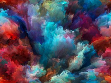 Soyut Renk serisi. Sanat, yaratıcılık ve hayal gücüyle mecazi bir ilişkisi olan tuval üzerinde hareket halindeki renkli boyanın bileşimi