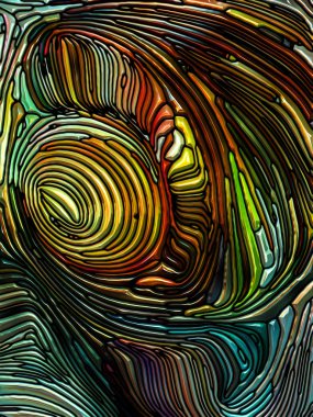 Renkli desen serisi. Kurşunlu camın tasarımı Doğa, Güzellik ve Maneviyat üzerine çalışmalar için Art Nouveau 'yu hatırlatıyor.