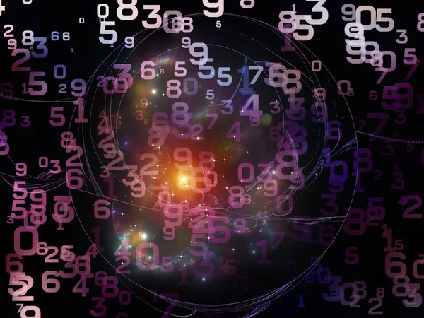 Matemáticas Realidad Arreglo Números Luces Patrones Fractales Sobre Tema Las — Foto de Stock