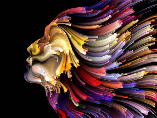 시리즈의 인간의 색상의 움직이는 페인트 라인은 창의성 디자인 인간의 예술적 — 스톡 사진