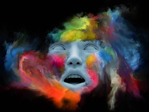 Mind Fog Series Rendering Made Human Face Morphed Fractal Paint — Stock Photo, Image