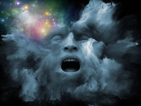 Mind Fog Series Illustrtion Human Face Morphed Fractal Paint Metaphorical — Stock Photo, Image