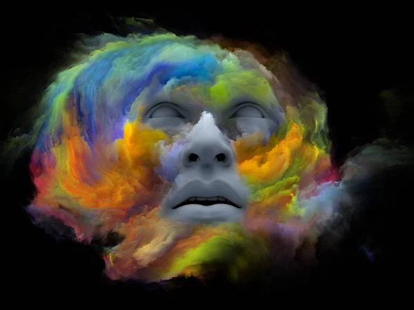 Przeszkadza Mgła Serii Ilustracja Ludzką Twarzą Przekształcone Farba Fraktal Dla — Zdjęcie stockowe