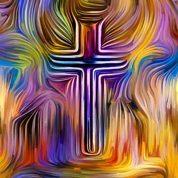 Abstracción Sobre Tema Cruz Cristiana Realizada Madera Mixta Estilo Acuarela —  Fotos de Stock