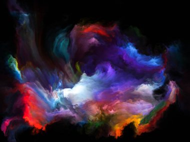 Akışı serisi renk. Müzik, yaratıcılık, hayal gücü, sanat ve tasarım mecazi ilişkisi ile dijital boya streams bileşimi