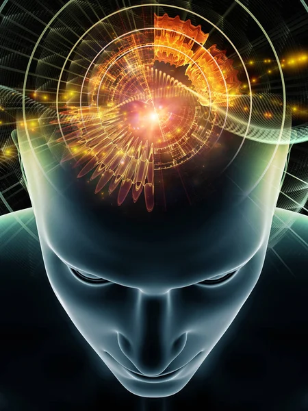 Mind Waves Series Arrangement Illustration Human Head Technology Symbols Subject — Stock Photo, Image