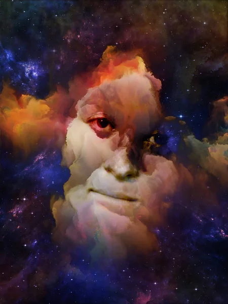 Das Universum Wird Sich Uns Erinnern Komposition Von Frauengesicht Nebel — Stockfoto