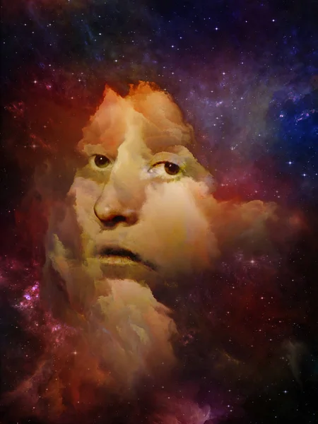 Universe Remember Abstract Composition Woman Face Nebula Stars Suitable Projects — стоковое фото