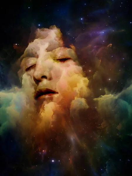 Universe Remember Abstract Background Made Woman Face Nebula Stars Use — стоковое фото