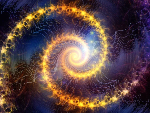 Design Made Glowing Golden Spiral Patterns Lights Subject Education Science — Stock Photo, Image