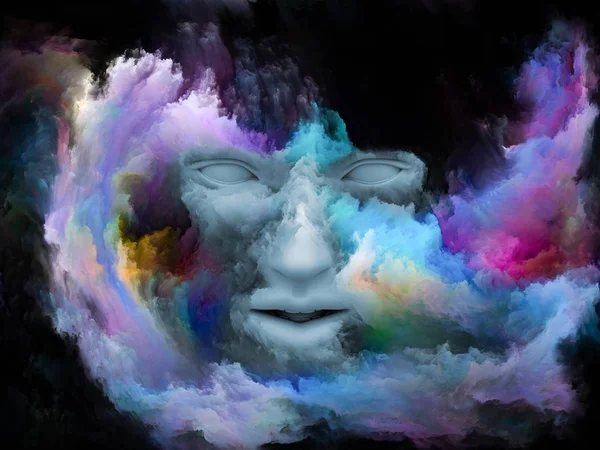 Série Mind Fog Rendu Visage Humain Transformé Avec Peinture Fractale — Photo